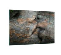 ARTTOR Vidrio Decorativo 120x80cm Moderno Horizontal Personas - 2279 | Mujer Hombre Beso Cuadro sobre Vidrio Grande Arte mural Dormitorio Cuadros de Pared Impresión en Cristal Glasprint ARTTOR