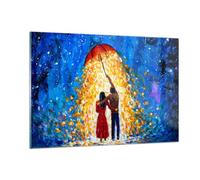 ARTTOR Vidrio Decorativo 120x80cm Moderno Horizontal Personas Arte - 5445 | Romántico Pareja Amar Cuadro sobre Vidrio Grande Arte mural Dormitorio Cuadros de Pared Impresión en Cristal Glasprint ARTTOR