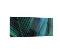ARTTOR Vidrios decorativos 100x40cm Cuadro Sobre Vidrio Moderno Hoja Zona Tropical Verde Grande Cocina Cuadros Pared Impresiones Decoracion Salon Impresión en Cristal Wall Art Prints GAB100x40-5071