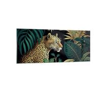 ARTTOR Vidrios decorativos 100x40cm Cuadro Sobre Vidrio Moderno Leopardo Selva Tropical Grande Cocina Cuadros Pared Impresiones Decoracion Salon Impresión en Cristal Wall Art Prints GAB100x40-5720
