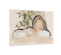 ARTTOR Vidrios decorativos 100x70cm Cuadro Sobre Vidrio Moderno Mujer Limones Minimalismo Grande Cocina Cuadros Pared Impresiones Decoracion Salon Impresión en Cristal Wall Art Prints GAA100x70-6027