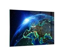 ARTTOR Vidrios decorativos 100x70cm Cuadro Sobre Vidrio Moderno Noche espacio mundo vista Grande Cocina Cuadros Pared Impresiones Decoracion Salon Impresión en Cristal Wall Art Prints GAA100x70-2816