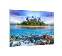 ARTTOR Vidrios decorativos 100x70cm Cuadro Sobre Vidrio Moderno Playa laguna agua océano Grande Cocina Cuadros Pared Impresiones Decoracion Salon Impresión en Cristal Wall Art Prints GAA100x70-2686