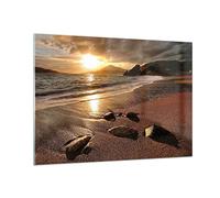 ARTTOR Vidrios decorativos 100x70cm Cuadro Sobre Vidrio Moderno Playa nubes noche costa Grande Cocina Cuadros Pared Impresiones Decoracion Salon Impresión en Cristal Wall Art Prints GAA100x70-2527