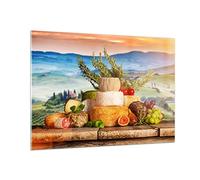 ARTTOR Vidrios decorativos 100x70cm Cuadro Sobre Vidrio Moderno Toscana queso fruta italia Grande Cocina Cuadros Pared Impresiones Decoracion Salon Impresión en Cristal Wall Art Prints GAA100x70-2902