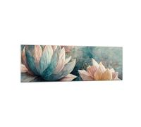 ARTTOR Vidrios decorativos 160x50cm Cuadro Sobre Vidrio Moderno Flores Arte Deco Loto Grande XXL Cocina Cuadros Pared Impresiones Decoracion Salon Impresión en Cristal Wall Art Prints GAB160x50-5976