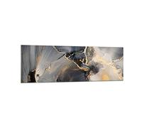 ARTTOR Vidrios decorativos 160x50cm Cuadro Sobre Vidrio Moderno Oscuro Abstracción Oro Grande XXL Cocina Cuadros Pared Impresiones Decoracion Salon Impresión en Cristal Wall Art Prints GAB160x50-4824