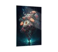 ARTTOR Vidrios decorativos 80x120cm Cuadro Sobre Vidrio Moderno Flores Futurista Plantas Grande Cocina Cuadros Pared Impresiones Decoracion Salon Impresión en Cristal Wall Art Prints GPA80x120-6176