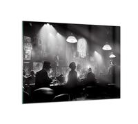 ARTTOR Vidrios decorativos Bar Retro Gente Cuadro Sobre Vidrio Moderno 70x50cm Decoracion Salon Dormitorio Cocina Cuadros Pared Impresiones Impresión en Cristal Wall Art Prints Decor GAA70x50-5620
