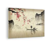 ARTTOR Vidrios decorativos Flor Cerezas Japón Cuadro Sobre Vidrio Moderno 70x50cm Decoracion Salon Dormitorio Cocina Cuadros Pared Impresiones Impresión en Cristal Wall Art Prints Decor GAA70x50-5020