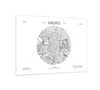 ARTTOR Vidrios decorativos Mapa Madrid España Cuadro Sobre Vidrio Moderno 70x50cm Decoracion Salon Dormitorio Cocina Cuadros Pared Impresiones Impresión en Cristal Wall Art Prints Decor GAA70x50-5434