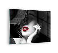 ARTTOR Vidrios decorativos mujer cara labios Cuadro Sobre Vidrio Moderno 70x50cm Decoracion Salon Dormitorio Cocina Cuadros Pared Impresiones Impresión en Cristal Wall Art Prints Decor GAA70x50-3618