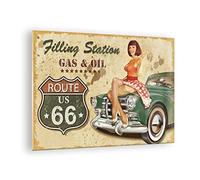 ARTTOR Vidrios decorativos Mujer coche transporte carretera Cuadro Sobre Vidrio Moderno 70x50cm Decoracion Salon Cocina Cuadros Pared Impresiones Impresión en Cristal Wall Art Prints GAA70x50-2953