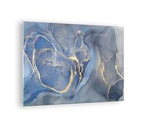 ARTTOR Vidrios decorativos Oro Azul Pintura Cuadro Sobre Vidrio Moderno 70x50cm Decoracion Salon Dormitorio Cocina Cuadros Pared Impresiones Impresión en Cristal Wall Art Prints Decor GAA70x50-5029