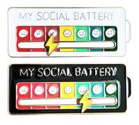 Arturbo Cute Cool My Social Battery Slider Pasadores de solapa esmaltados rosa pastel emocional humor divertido introvertido para bolsos, mochilas, sombreros, regalos, decoración, normal, Metal, No es