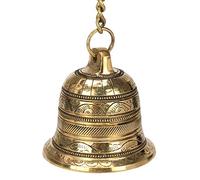 ARTVARKO Campana colgante de latón macizo con sonido profundo, estilo antiguo, decoración del hogar para pared, puerta, templo de Mandir Pooja (estándar, dorado)