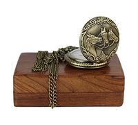 ARTVARKO Reloj analógico de bolsillo con medallón antiguo de acero inoxidable con números romanos de cadena larga para mujeres y hombres, color de la correa: dorado, esfera blanca