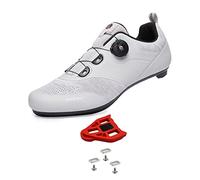 ARTVEP Zapatos de Ciclismo para Hombre y Mujer, Bicicleta de Carretera Instalación Compatible SPD SPD-SL Look Delta Pedal,Parte Superior Transpirables Gris EU 41
