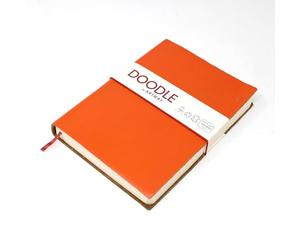 Artway Indigo Doodle - Diario/Libro de Notas de Cuero Naranja Mandarina - 175mm x 125mm - 164 Caras/82 Páginas de Papel de Cartulina de 150gsm