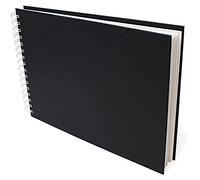 Artway Studio - Cuaderno de dibujo A4 encuadernado en espiral - Apaisado - 96 Caras/48 Páginas de papel de 170 gsm - Cuaderno de dibujo negro de tapa dura