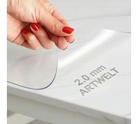 Artwelt Mantel Transparente Lámina de Mesa 2.0mm Impermeable Lavable Anti-Manchas Policloruro de Vinilo para Exterior y Cocina Lámina de Protección de Mesa Tamaño Deseado (160cm X 60cm)