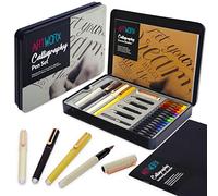 Artworx Juego de bolígrafos de caligrafía, con guía y papel de práctica, juego de caligrafía para principiantes, arte y manualidades para adultos