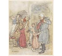 ARTXLXXBN Famoso Lienzo Imagen Art Cuadro Lienzo Bambini piccoli che aiutano due uomini più anziani con i loro cappotti di Arthur Rackham para la Decoración del Hogar de la Oficina 60x90cm
