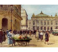 ARTXLXXBN Famoso Lienzo Imagen Art Cuadro Lienzo il venditore di fiori Place De L'opera Paris di Gabriel Gilbert para la Decoración del Hogar de la Oficina 60x90cm