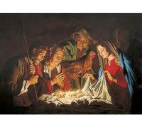 ARTXLXXBN Famoso Lienzo Imagen Art Cuadro Lienzo l'Adorazione dei pastori di Matthias Stomer para la Decoración del Hogar de la Oficina 60x90cm