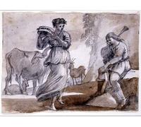 ARTXLXXBN Famoso Murales Pared Lienzos De Animales Danza rurale di Claude Lorrain para la Decoración del Hogar del Dormitorio 60x90cm