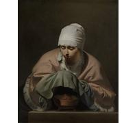 ARTXLXXBN Famoso Murales Pared Lienzos De Animales Giovane donna che si scalda le mani sopra un braciere di Boetius Van Everdingen para la Decoración del Hogar del Dormitorio 60x90cm