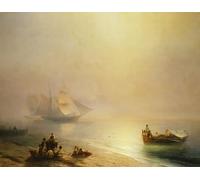 ARTXLXXBN Famoso Murales Pared Lienzos De Animales Pescatori in al mare nel Golfo di Napoli di Ivan Konstantinovich Aivazovsky para la Decoración del Hogar del Dormitorio 60x90cm
