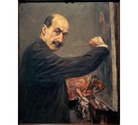 ARTXLXXBN Famoso Pinturas Murales Cuadros Abstractos Autoritratto al cavalletto a destra di Max Liebermann para Decoración de Paredes 60x90cm