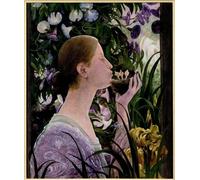 ARTXLXXBN Famoso Pinturas Murales Cuadros Abstractos il nido Giovane donna di profilo in un giardino fiorito di Montald para Decoración de Paredes 60x90cm