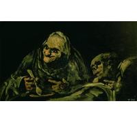 ARTXLXXBN Famoso PóSter Arte Pared Moderno Pintura Due vecchi che mangiano uno dei quadri neri di Francisco De Goya para Decoraciones del Hogar 60x90cm
