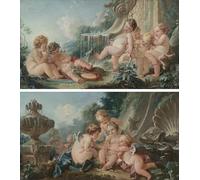 ARTXLXXBN Famoso PóSter Arte Pared Moderno Pintura Musica e danza e Amorini nella cospirazione di François Boucher para Decoraciones del Hogar 60x90cm