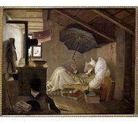 ARTXLXXBN Famoso PóSter Arte Pared Moderno Pintura Povero poeta un vecchio giace in una soffitta Dipinto di Carl Spitzweg para Decoraciones del Hogar 60x90cm
