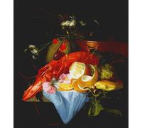 ARTXLXXBN Famoso PóSter Arte Pared Moderno Pintura una natura morta con aragosta limone e uva di Elias Van Den Broeck para Decoraciones del Hogar 60x90cm