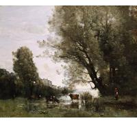 ARTXLXXBN Famoso PóSter De Lienzo CláSicas Poster Rive distagno in Normandia di Jean Baptiste Camille Corot para la Decoración de la Sala de Estar 60x90cm