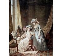 ARTXLXXBN Murales Pared Lienzos De Animales La difficile confessione di una serva che ascolta la sua padrona di Jean Francois Janinet para la Decoración del Hogar del Dormitorio 60x90cm