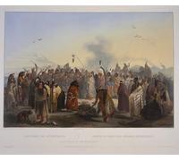 ARTXLXXBN Pinturas Famosas Lienzo Imagen Art Cuadro Lienzo Danza del cuoio capelluto dei Minatarres di Karl Bodmer para la Decoración del Hogar de la Oficina 60x90cm