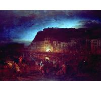 ARTXLXXBN Pinturas Famosas Lienzo Imagen Art Cuadro Lienzo Festa di Santa Lucia a Napoli di Oswald Achenbach para la Decoración del Hogar de la Oficina 60x90cm