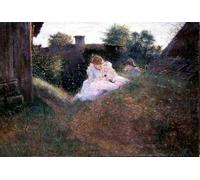 ARTXLXXBN Pinturas Famosas Lienzo Imagen Art Cuadro Lienzo Fratello e sorelle in un cortile di campagna di Robert Sterl para la Decoración del Hogar de la Oficina 60x90cm