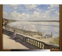 ARTXLXXBN Pinturas Famosas Lienzo Imagen Art Cuadro Lienzo Giornata di sole una donna alla balaustra Dipinto di Sergei Arsenevich Vinogradov para la Decoración del Hogar de la Oficina 60x90cm