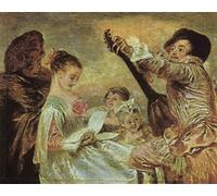 ARTXLXXBN Pinturas Famosas Lienzo Imagen Art Cuadro Lienzo La lezione di musica di Jean-Antoine Watteau para la Decoración del Hogar de la Oficina 60x90cm