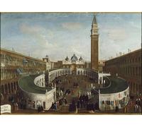 ARTXLXXBN Pinturas Famosas Lienzo Imagen Art Cuadro Lienzo Veduta della Fete De La Sensa in Piazza San Marco di Gabriele Bella para la Decoración del Hogar de la Oficina 60x90cm