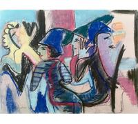 ARTXLXXBN Pinturas Famosas Murales Pared Lienzos De Animales Cinque ospiti al caffè di Ernst Ludwig Kirchner para la Decoración del Hogar del Dormitorio 60x90cm