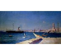 ARTXLXXBN Pinturas Famosas Murales Pared Lienzos De Animales Vue Du Port De Marseille di Frederic Montenard para la Decoración del Hogar del Dormitorio 60x90cm