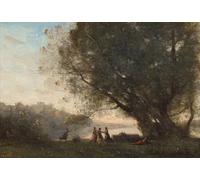 ARTXLXXBN Pinturas Famosas Pinturas Murales Cuadros Abstractos Danza sotto gli alberi in riva al lago di Jean Baptiste Camille Corot para Decoración de Paredes 60x90cm