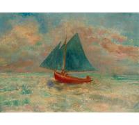ARTXLXXBN Pinturas Famosas Pinturas Murales Cuadros Abstractos la barca rossa di Odilon Redon para Decoración de Paredes 60x90cm